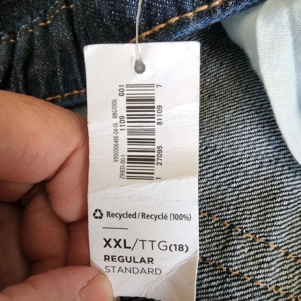 NWT Old Navy Dark Wash Jeans Boys XXL 18 Regular Straight Thigh Leg Drawstring